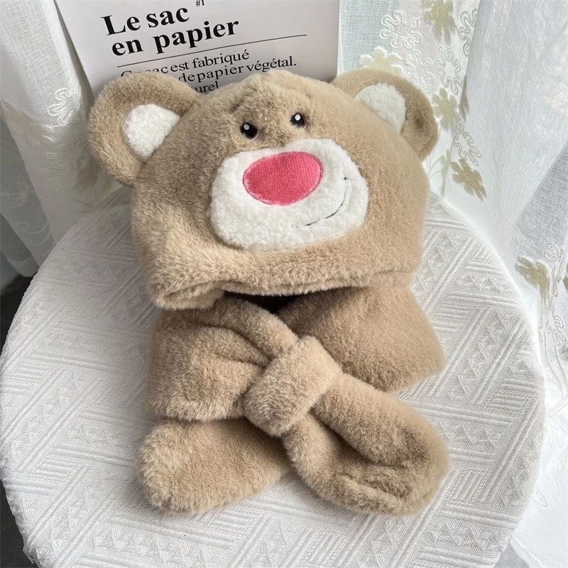 Nón Gấu Toystory- Mũ Lông kèm Khăn Quàng cổ cho bé