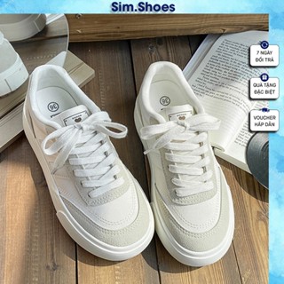 Giày thể thao nữ đi học mũi tròn giày sneaker nữ vải canvas tua rua đế tăng chiều cao 4cm thời trang