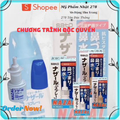 Xịt xoang mũi ngạt mũi Nazal Sato 30ml nội địa Nhật Bản