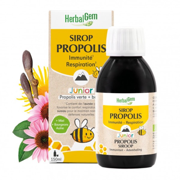 Siro ho khan,ho đờm thảo mộc,keo ong hữu cơ Herbalgem Propolis Junior tăng cường miễn dịch cho bé từ 3 tuổi 150ml