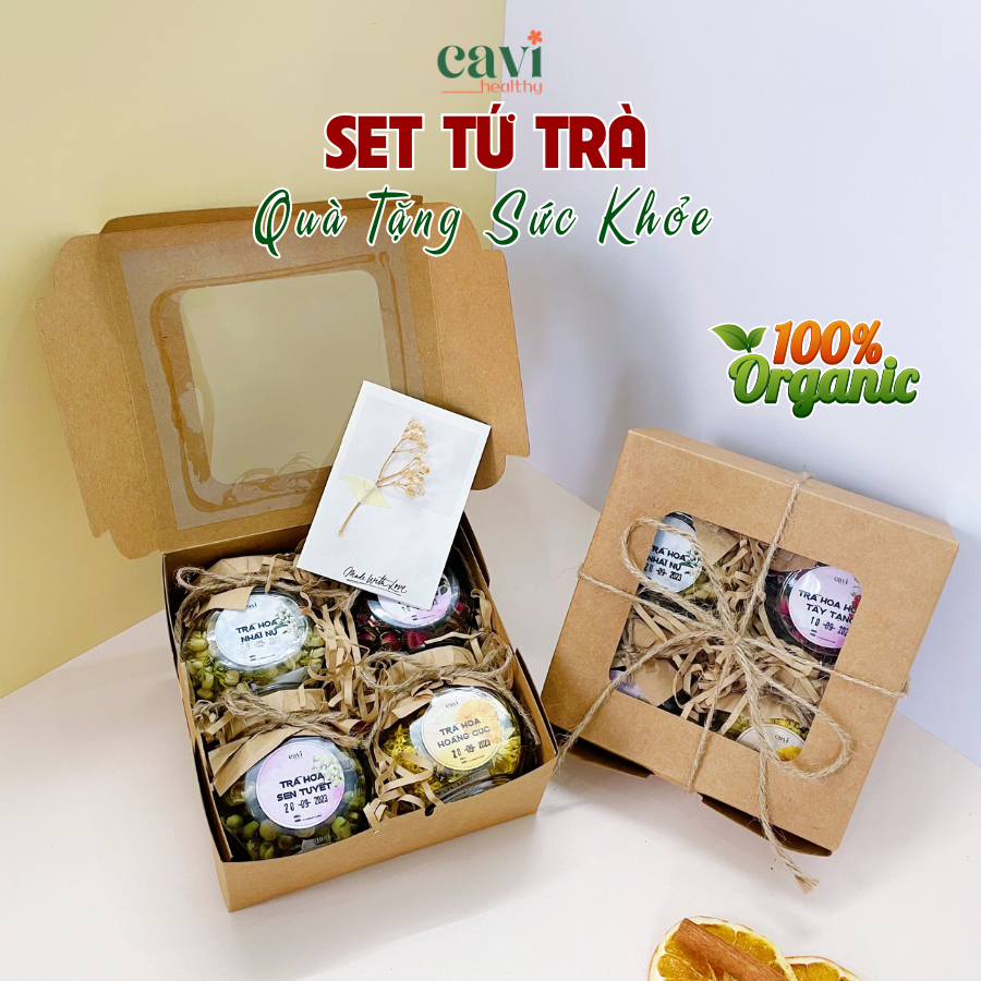 Set Trà Hoa Khô Tứ Vị, 4 Vị Trà Hoa Thảo Mộc Sấy Lạnh Làm Quà Tặng, Cải Thiện Giấc Ngủ
