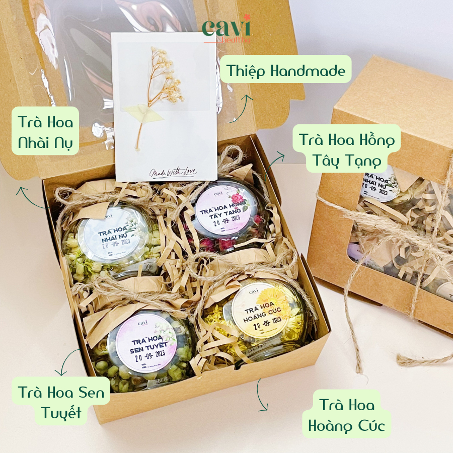 Set Trà Hoa Khô Tứ Vị, 4 Vị Trà Hoa Thảo Mộc Sấy Lạnh Làm Quà Tặng, Cải Thiện Giấc Ngủ