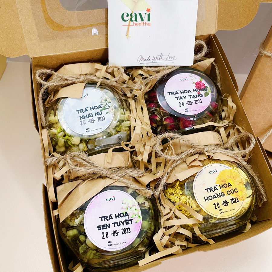 Set Trà Hoa Khô Tứ Vị, 4 Vị Trà Hoa Thảo Mộc Sấy Lạnh Làm Quà Tặng, Cải Thiện Giấc Ngủ