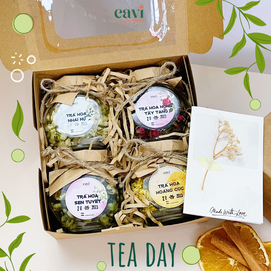 Set Trà Hoa Khô Tứ Vị, 4 Vị Trà Hoa Thảo Mộc Sấy Lạnh Làm Quà Tặng, Cải Thiện Giấc Ngủ