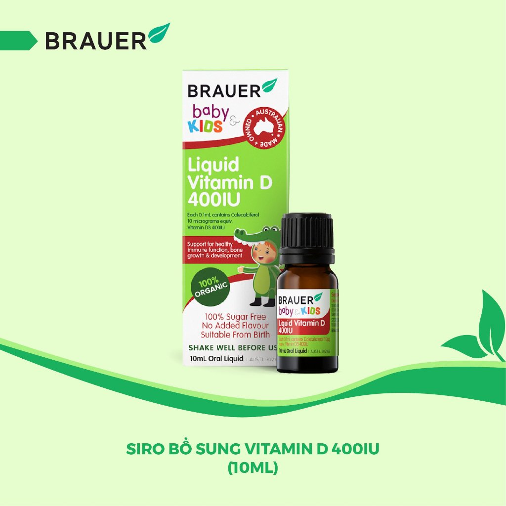 Siro BRAUER Liquid Vitamin D 400IU cho trẻ sơ sinh trở lên 10ml