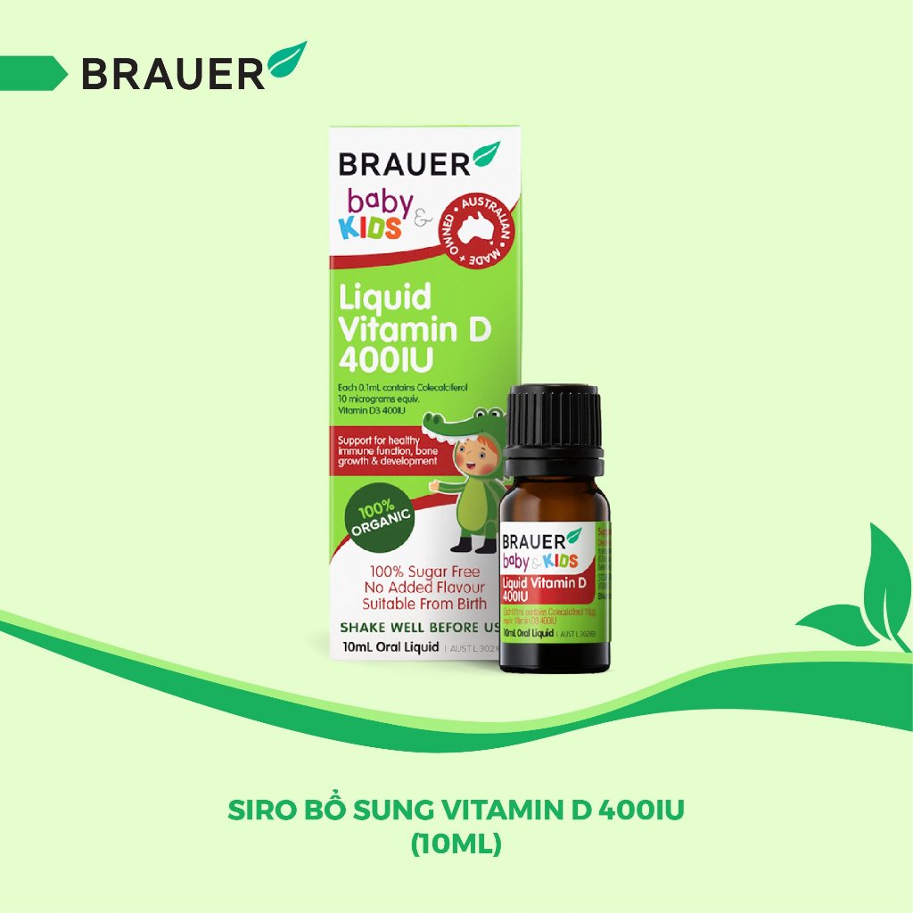 Siro BRAUER Liquid Vitamin D 400IU cho trẻ sơ sinh trở lên 10ml (Hàng tặng)