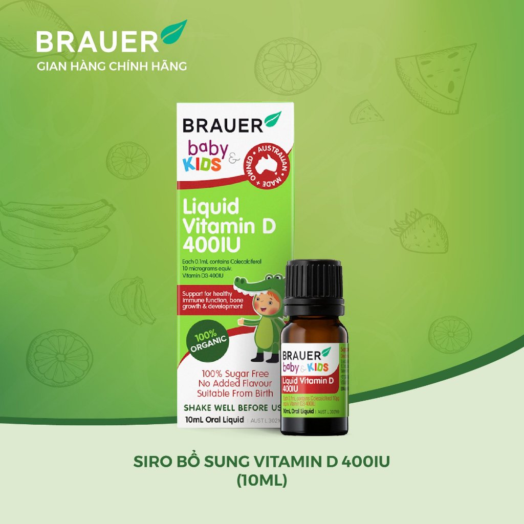 Siro BRAUER Liquid Vitamin D 400IU cho trẻ sơ sinh trở lên 10ml