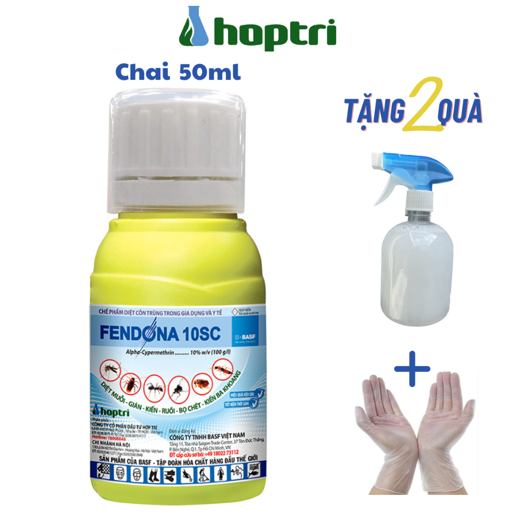 Thuốc diệt muỗi, kiến, gián Fendona 10SC 50ml Hợp Trí xịt trong nhà, không mùi, hiệu quả 6 tháng