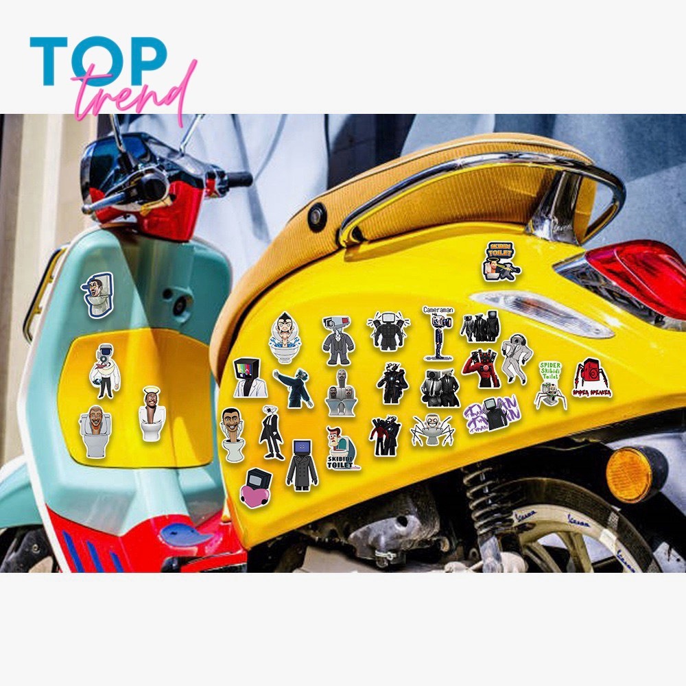 Bộ 50 Sticker Skibidi Toilet Cameraman TV Man Titan Speakerman, hình dán trang trí hoạt hình dễ thương - TOP TREND