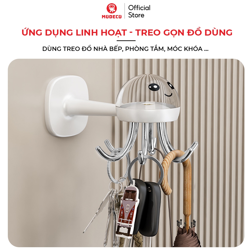 Móc Dán Treo Đồ Bếp Đa Năng MODECO - Giá Tròn Treo Vá Muỗng Thìa Xoay 360° Siêu Tiện Lợi - Keo Siêu Dầy Chịu Lực