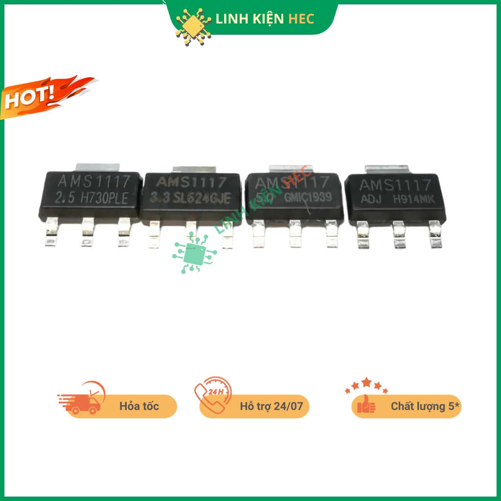 AMS1117 IC ổn áp AMS1117 1A SOT-223 đầy đủ giá trị linhkienhec.