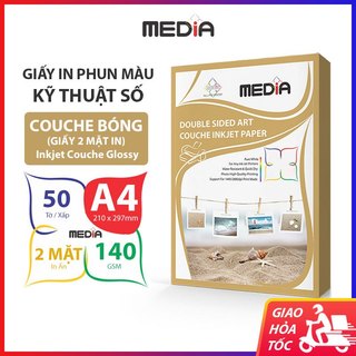 Giấy in màu media 2 mặt couche bóng a4 140gsm 50 tờ, couche glossy inkjet paper giấy in ảnh