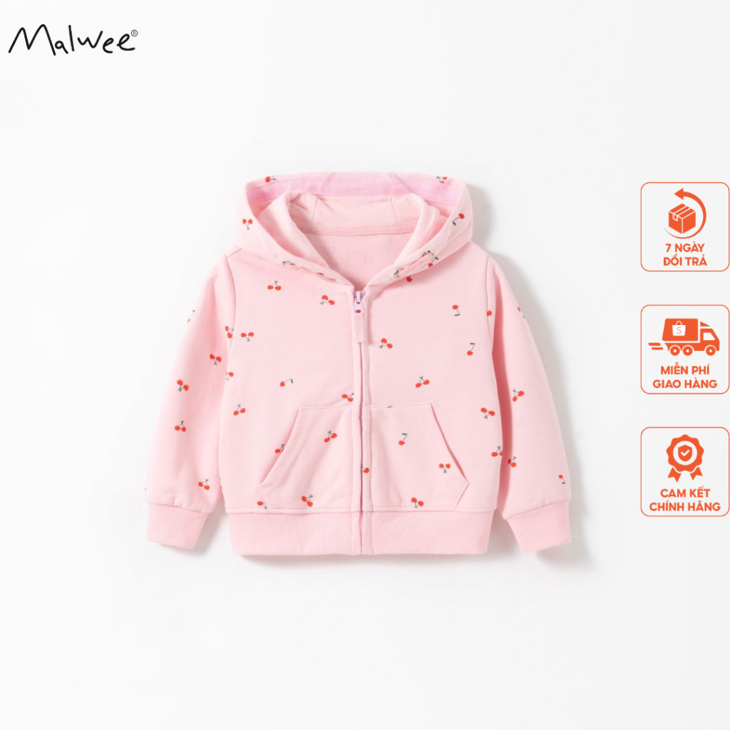 Áo khoác nỉ hồng cherry Malwee thời trang trẻ em từ 2-7 tuổi MW6001
