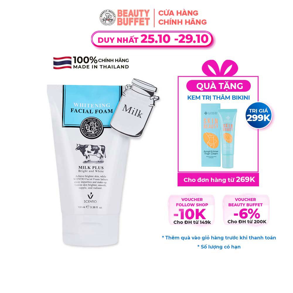 [Cleanser] Sữa rữa mặt tạo bọt làm trắng da Beauty Buffet Scentio Milk Plus Q10 100ml