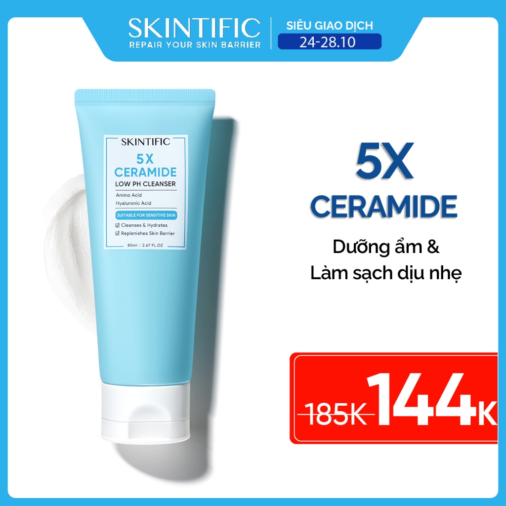 Sữa rửa mặt pH thấp 5X Ceramide SKINTIFIC 80ml (đơn lẻ)