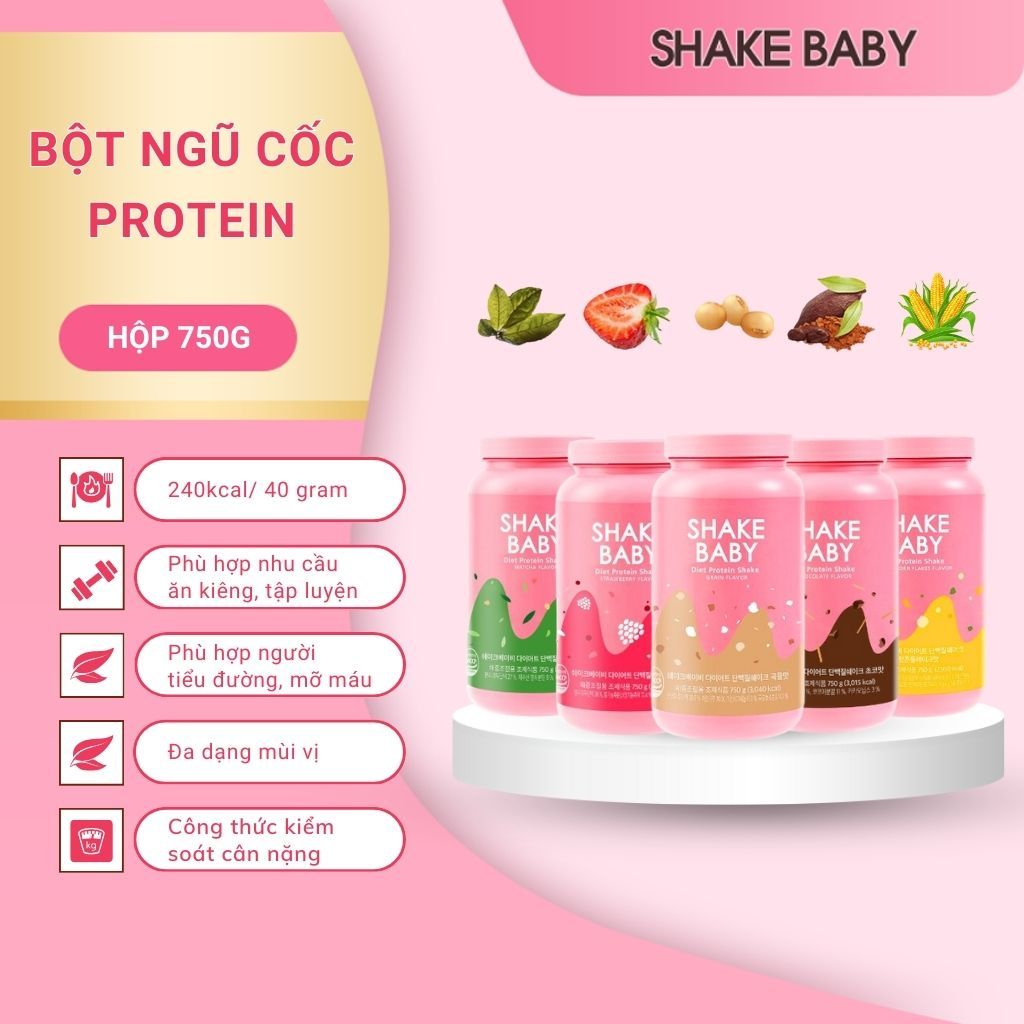 [CHÍNH HÃNG] Bột Ngũ Cốc Ăn Kiêng SHAKE BABY Diet Formular Protein Hỗ Trợ Giảm Cân 750g