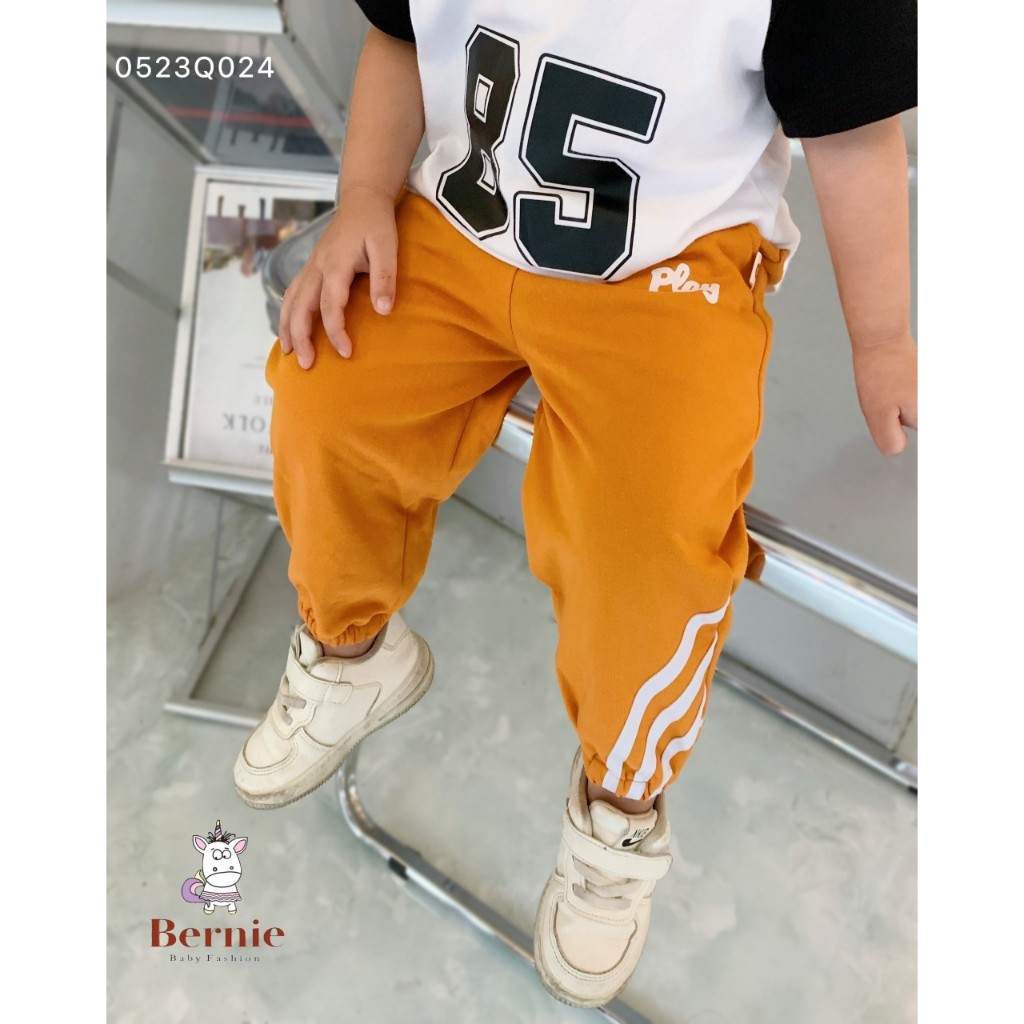 Quần thu đông da cá thể thao bé trai, quần dài cotton da cá trơn màu bé trai