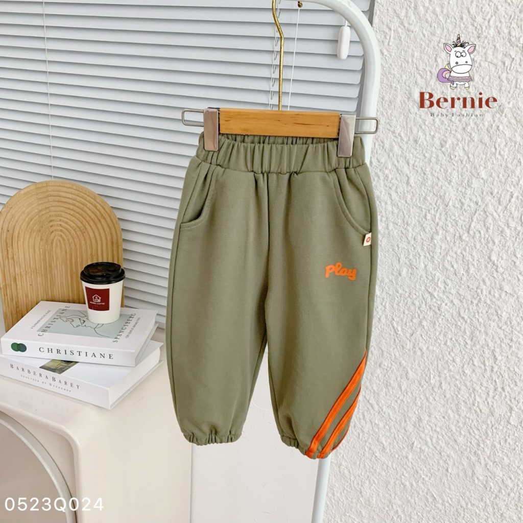 Quần thu đông da cá thể thao bé trai, quần dài cotton da cá trơn màu bé trai