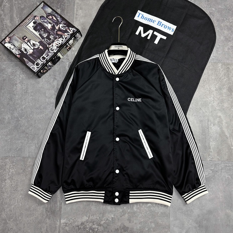 Áo Khoác Bomber Cê lin Phối Hoạ Tiết Viền Sọc Tay Siêu Chất  - Áo Bomber Gió Cê Lin Đẳng Cấp