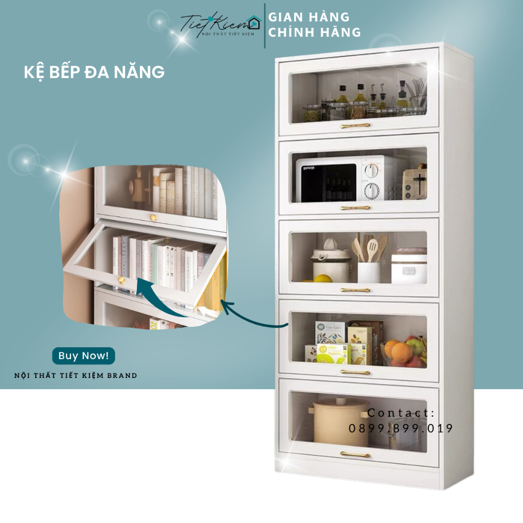 Tủ nhà bếp Nội Thất Tiết Kiệm đã lắp đặt đa năng dùng làm kệ bếp nồi cơm lò vi sóng chén dĩa KB0399