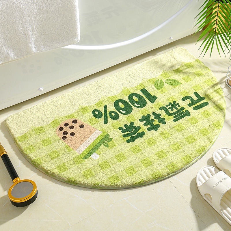 Thảm lau chân bán nguyệt 3D hình thú chống trượt, thấm nước