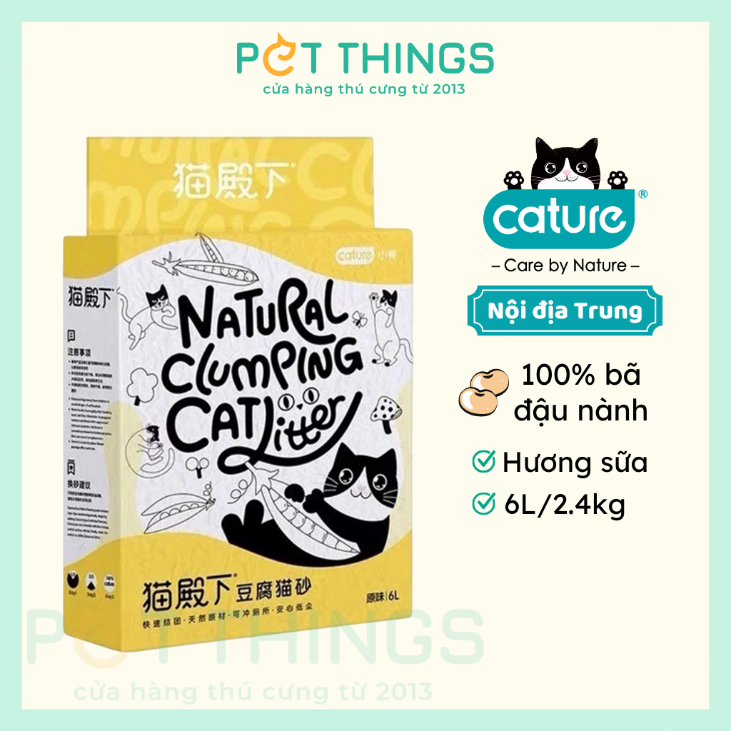 Cature Nội Địa Trung - Cát Vệ Sinh Cho Mèo Từ Đậu Nành, Gỗ 6L / 2.4kg