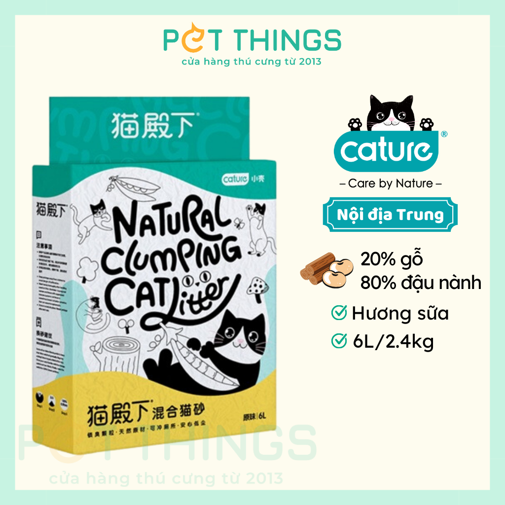 Cature Nội Địa Trung - Cát Vệ Sinh Cho Mèo Từ Đậu Nành, Gỗ 6L / 2.4kg