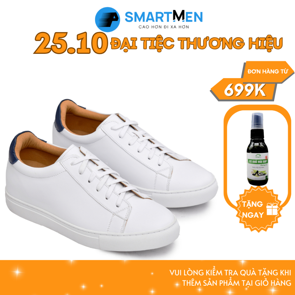 Giày tăng chiều cao thể thao Smartmen GD108T Trắng