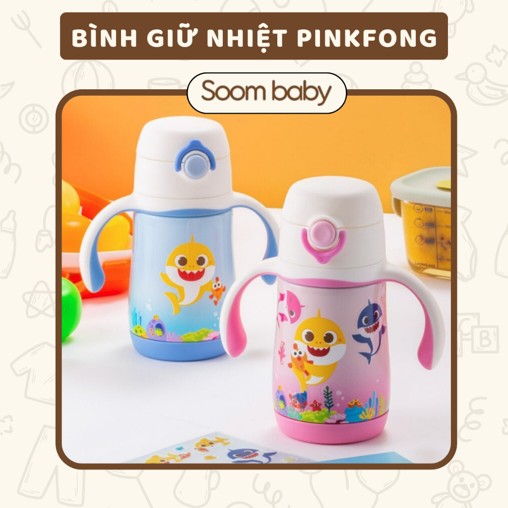 Bình uống nước giữ nhiệt Pinkfong x LocknLock cho bé 250ml có ống hút quả tạ