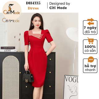 Đầm công sở CITI MODE FASHION thiết kế dáng ôm peplum đỏ phối ngực kể đỏ DH4335