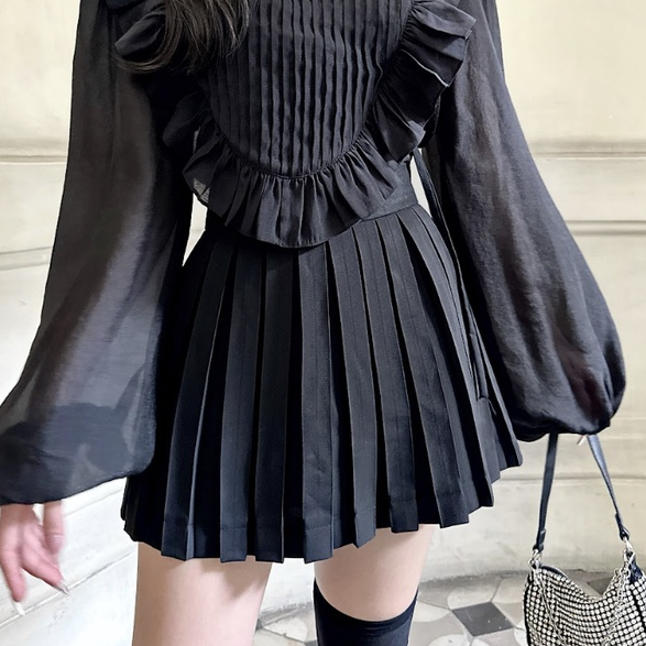 Chân váy cotton xếp ly màu đen ONONMADE Kat Kat Skirt