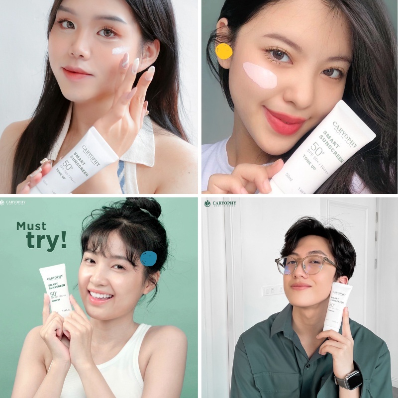 Combo 2 Kem chống nắng da mụn CARYOPHY Smart Tone Up Sunscreen SPF50+/PA++++ 50ml Chính Hãng-Shop Mĩ Phẩm