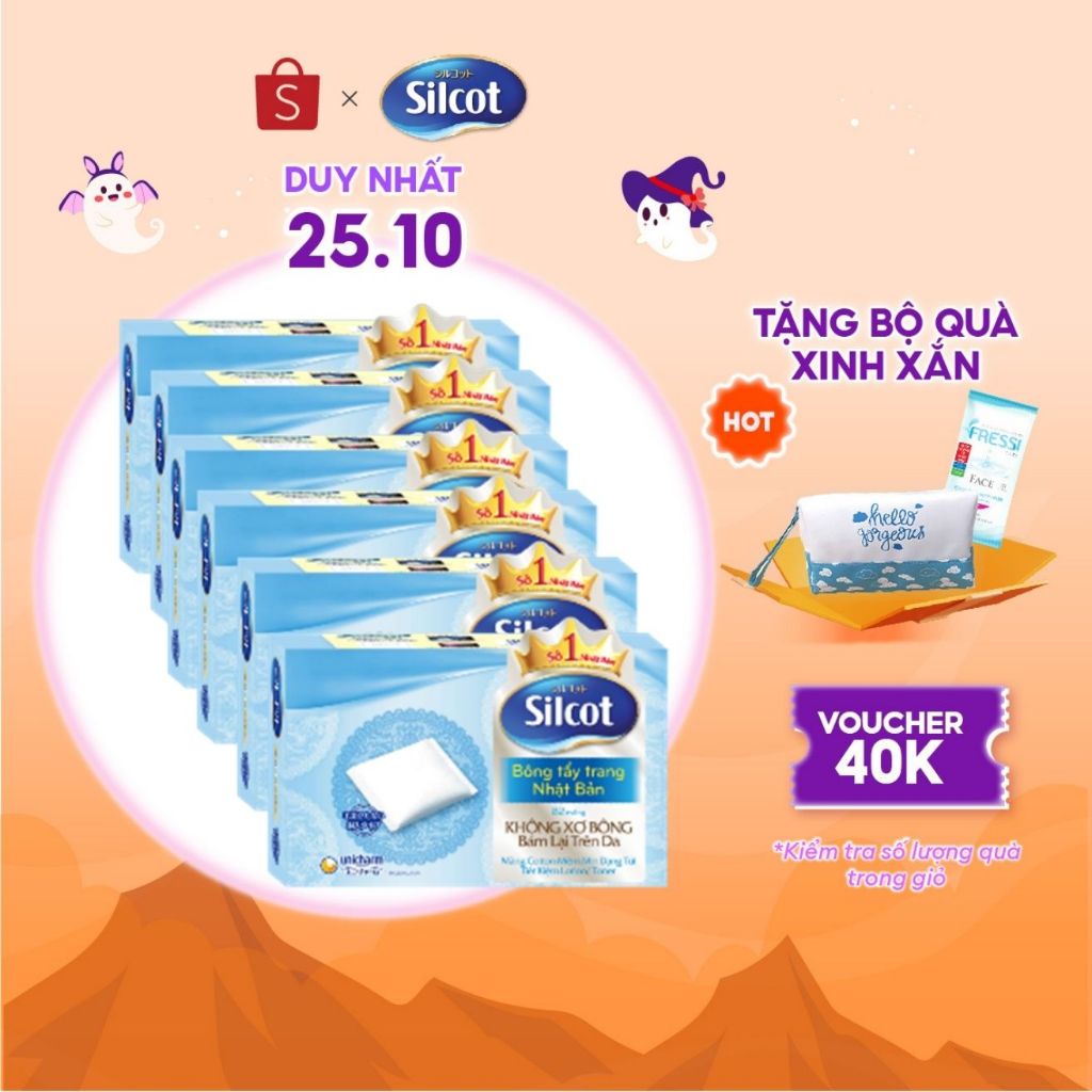 Bộ 6 hộp Bông trang điểm  Silcot 82 miếng/hộp