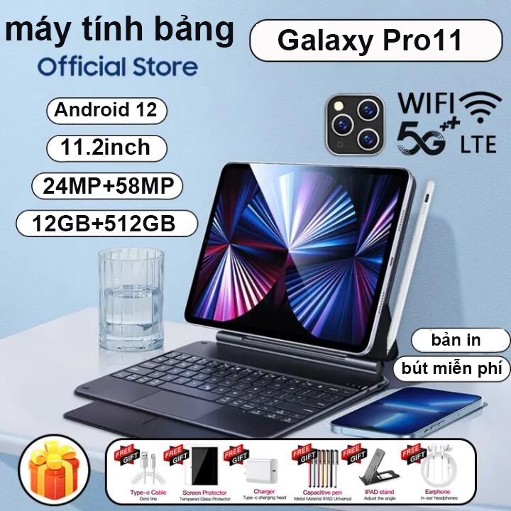 Máy tính bảng HP mới【12GB+512GB】11.2inch Galaxy máy tính bảng học văn phòng giải trí giá rẻ tablet pc