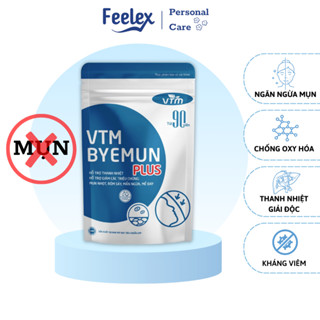Viên uống Feelex Byemun Giảm Mụn Viêm, Ẩn, Thâm, Đầu Đen Cho Da Dầu Mụn Bổ sung Kẽm ZinC,vitamin C gói 30 viên (30 ngày)
