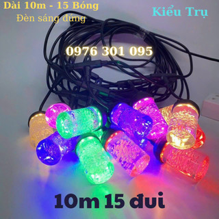 Dây đèn led trang trí ngoài trời, chống nước tuyệt đối, 5m 10 đuôi, 10m 15 đuôi bi bọt - kiểu trụ