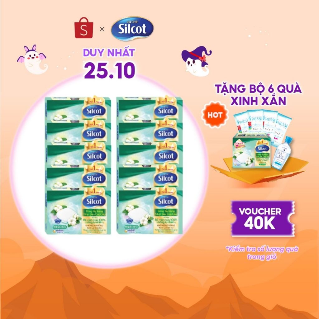 Bộ 10 hộp Bông trang điểm (bông tẩy trang) cao cấp Silcot Premium 66 miếng/hộp