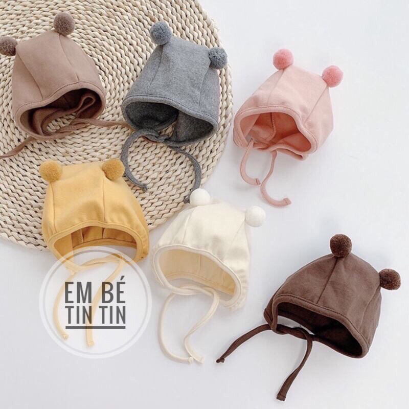 Mũ cục bông cotton Hàn cho bé