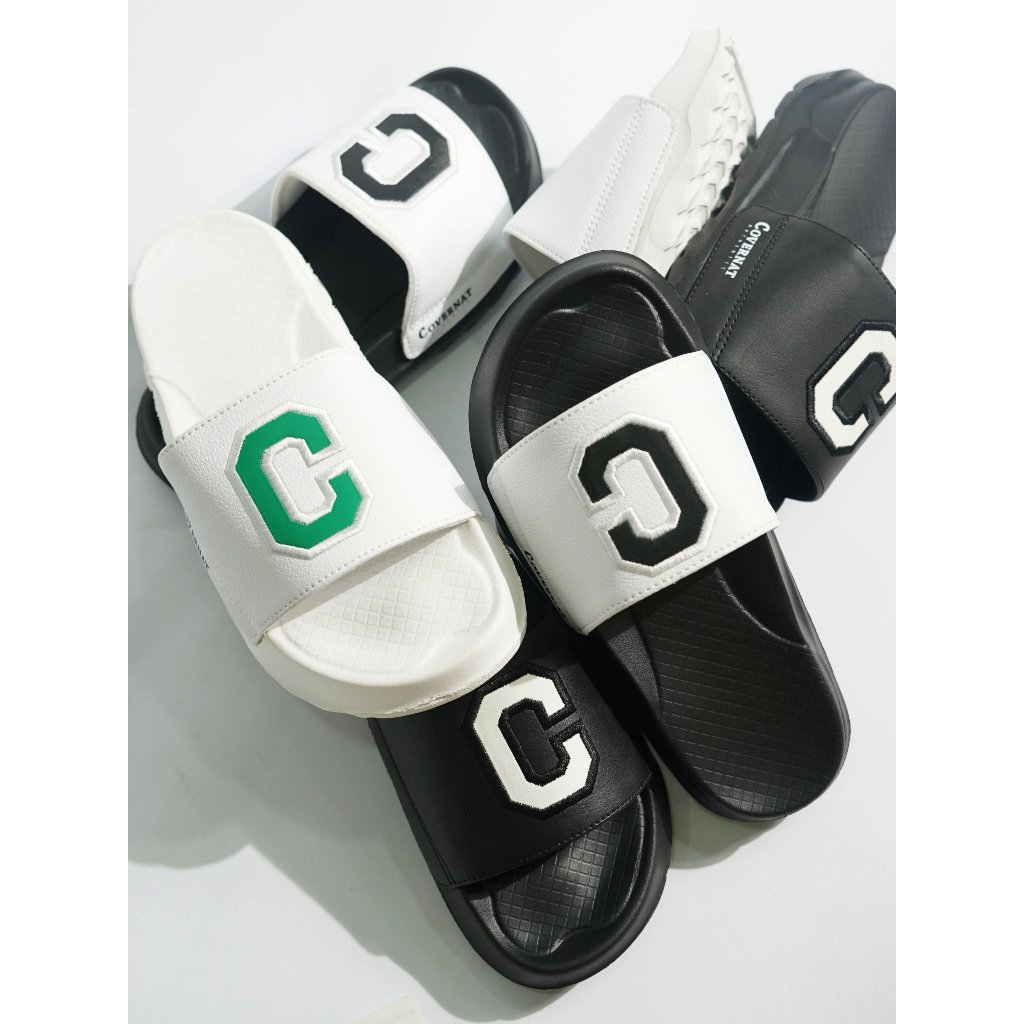 Dép cao su quai ngang Covernat thêu, đế cao 4cm, mang êm chân, chống trơn trượt, unisex, hàng vnxk