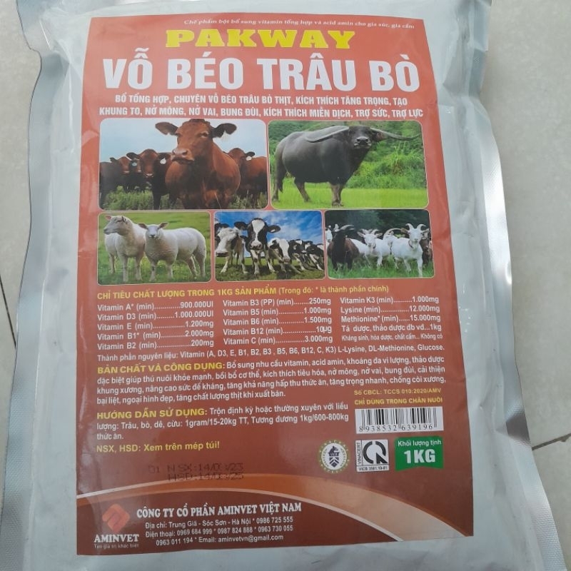 Vỗ béo heo, trâu bò PIGS MAX 1kg tăng trọng nhanh, nở mông vai