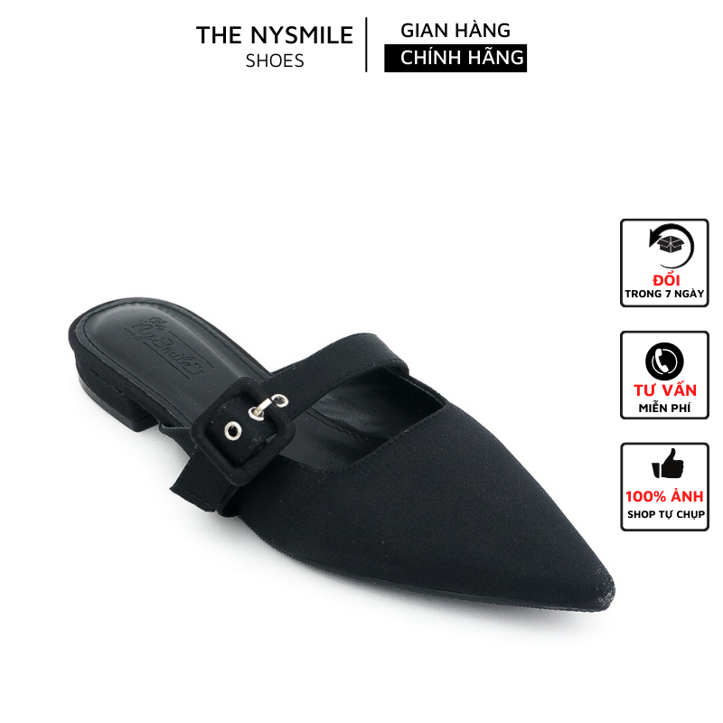 Dép sục nữ mũi nhọn khoen vuông , dép bít mũi - THENYSMILE - ZECOO