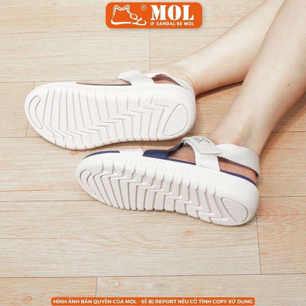 Sandal MOL Zenstep nam nữ unisex MS6Ch quai chữ Z màu beige phối xanh