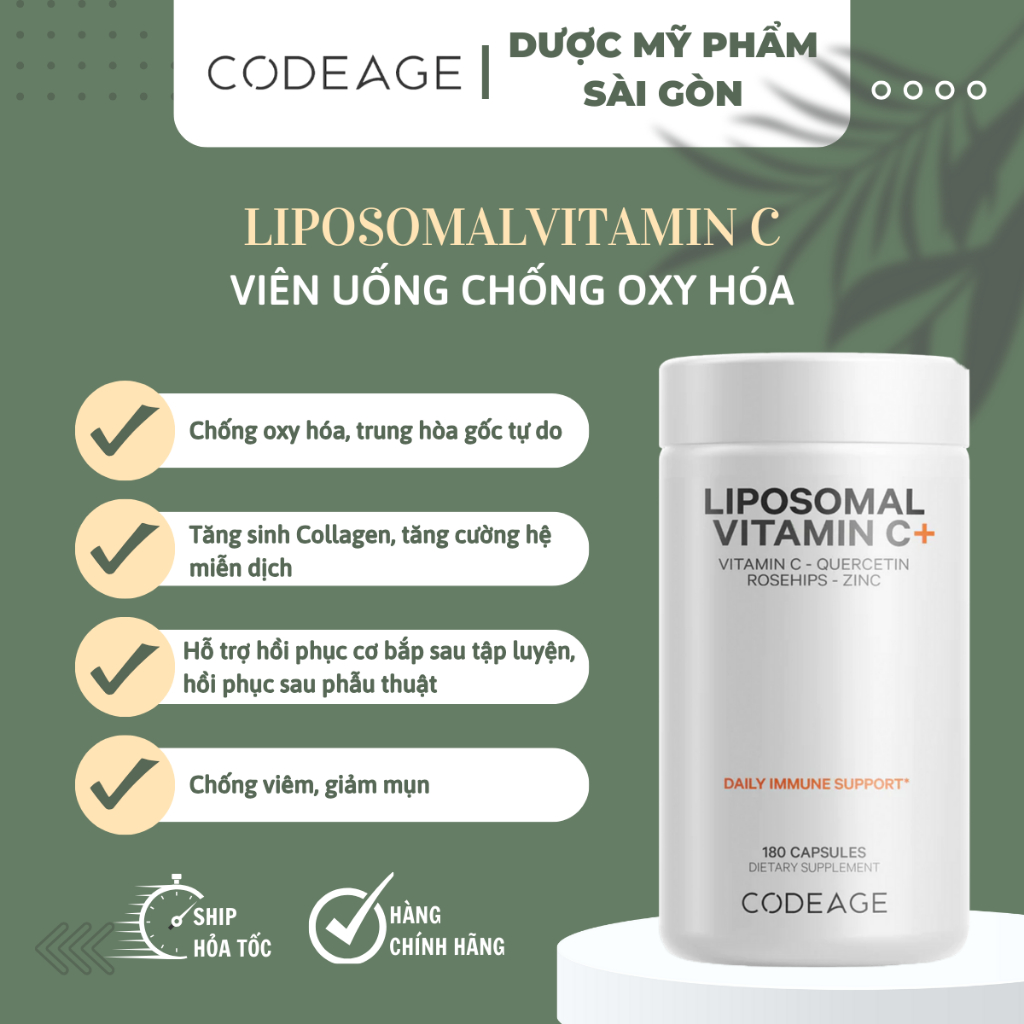Viên uống bổ sung Vitamin C chống oxi hoá Liposomal Vitamin C Codeage