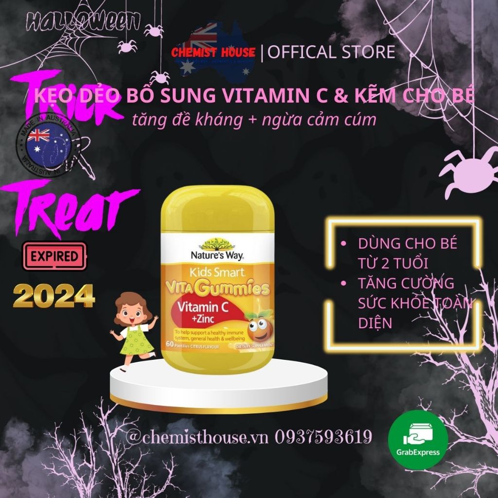 Kẹo bổ sung vitamin C & kẽm tăng đề kháng cho bé Nature's Way Kids Smart Vita Gummies Vitam