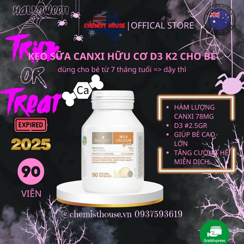 Bio Island Milk Calcium - Viên uống bổ sung canxi cho bé 90 viên