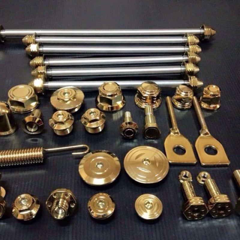 Óc đĩa và bắt heo dầu màu titan và màu vàng và mày Salaya đủ các siz cho xe máy.