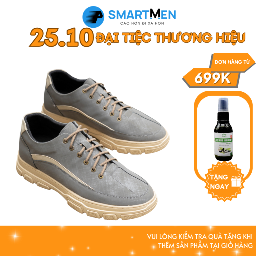 Giày thể thao tăng chiều cao Smartmen Faster-08 Xám