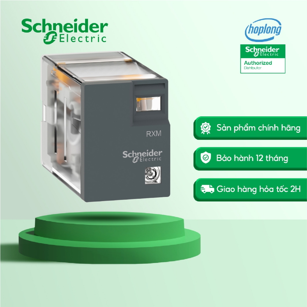 Rơle trung gian Schneider RXM2LB1BD điện áp cuộn dây 24VDC 5A không đèn