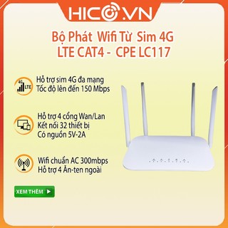 Bộ phát wifi từ sim 4g lte cat4 – cpe lc117 truyền tải wifi 300mbps – hỗ trợ 32 thiết bị kết nối 4 cổng lan/wan