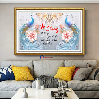 Tranh thêu chữ thập vợ chồng lv3131 dv6653 63cm x 43cm